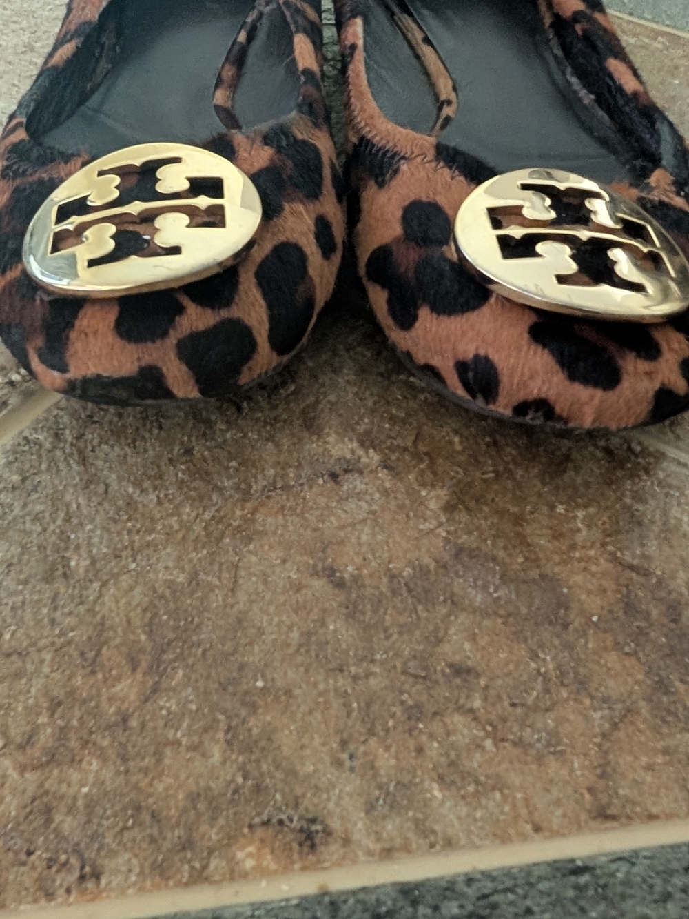Tory Burch Leopard Pony-Hair Flats with Gold Logo Discs - Picture 6 of 10